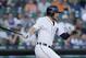 DETROIT, MI - SEPTEMBER 23: Alex Presley #14 of the Detroit Tigers singles to drive in Ian Kinsler against the Minnesota Twins during the first inning at Comerica Park on September 23, 2017 in Detroit, Michigan. (Photo by Duane Burleson/Getty Images)