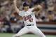 FILE - In this Oct. 27, 1991, file photo, Minnesota Twins' Jack Morris throws against the Atlanta Braves during first inning of Game 7 of the baseball World Series in Minneapolis. Morris made one of the most memorable starts in baseball history by dominating for 10 innings against the upstart Braves. The 37-year-old retired the final seven batters he faced, including a double play to escape a bases loaded jam in the eighth inning. Pinch-hitter Gene Larkin won it in the 10th, singling to deep center to score Dan Gladden and give Minnesota its second World Series in five years. (AP Photo/Jim Mone, File)