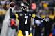 PITTSBURGH, PA - DECEMBER 10: Ben Roethlisberger #7 of the Pittsburgh Steelers drops back to pass in the second quarter during the game against the Baltimore Ravens at Heinz Field on December 10, 2017 in Pittsburgh, Pennsylvania. (Photo by Joe Sargent/Getty Images)