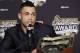 Miami Marlins' Giancarlo Stanton talks after winning the National League Hank Aaron Award at baseball's World Series Wednesday, Oct. 25, 2017, in Los Angeles. (AP Photo/Alex Gallardo)