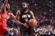 HOUSTON, TX - DECEMBER 11: James Harden #13 of the Houston Rockets handles the ball against the New Orleans Pelicans on December 11, 2017 at the Toyota Center in Houston, Texas. NOTE TO USER: User expressly acknowledges and agrees that, by downloading and or using this photograph, User is consenting to the terms and conditions of the Getty Images License Agreement. Mandatory Copyright Notice: Copyright 2017 NBAE (Photo by Bill Baptist/NBAE via Getty Images)