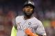 Miami Marlins' Marcell Ozuna in action during the second baseball game in a doubleheader against the Philadelphia Phillies, Tuesday, Aug. 22, 2017, in Philadelphia. (AP Photo/Derik Hamilton)