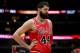 CHICAGO, IL - DECEMBER 09: Nikola Mirotic #44 of the Chicago Bulls stands on the court in the first quarter against the New York Knicks at the United Center on December 9, 2017 in Chicago, Illinois. NOTE TO USER: User expressly acknowledges and agrees that, by downloading and or using this photograph, User is consenting to the terms and conditions of the Getty Images License Agreement. (Photo by Dylan Buell/Getty Images)
