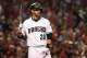 PHOENIX, AZ - OCTOBER 04: J.D. Martinez #28 of the Arizona Diamondbacks at bat against the Colorado Rockies during the National League Wild Card game at Chase Field on October 4, 2017 in Phoenix, Arizona. (Photo by Christian Petersen/Getty Images)