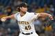 PITTSBURGH, PA - SEPTEMBER 23: Gerrit Cole #45 of the Pittsburgh Pirates delivers a pitch in the first inning during the game against the St. Louis Cardinals at PNC Park on September 23, 2017 in Pittsburgh, Pennsylvania. (Photo by Justin Berl/Getty Images)