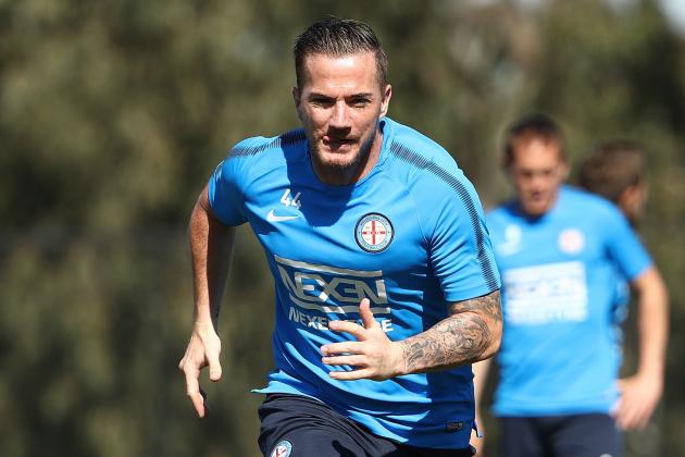 MELBOURNE, AUSTRALIA - NOVEMBER 23:  Ross McCormack of the City runs during a Melbourne City A-League training session at City Football Academy on November 23, 2017 in Melbourne, Australia.  (Photo by Robert Cianflone/Getty Images)