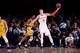 NEW YORK, NY - DECEMBER 12: Kristaps Porzingis #6 of the New York Knicks handles the ball during the game against the Los Angeles Lakers on December 12, 2017 at Madison Square Garden in New York, New York. NOTE TO USER: User expressly acknowledges and agrees that, by downloading and or using this Photograph, user is consenting to the terms and conditions of the Getty Images License Agreement. Mandatory Copyright Notice: Copyright 2017 NBAE (Photo by Nathaniel S. Butler/NBAE via Getty Images)
