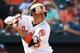 BALTIMORE, MD - SEPTEMBER 24: Manny Machado #13 of the Baltimore Orioles bats against the Tampa Bay Rays at Oriole Park at Camden Yards on September 24, 2017 in Baltimore, Maryland. (Photo by G Fiume/Getty Images)