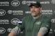 New York Jets offensive coordinator John Morton talks to reporters during the team's organized team activities at its NFL football training facility, Tuesday, May 23, 2017, in Florham Park, N.J. (AP Photo/Julio Cortez)