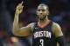 Houston Rockets guard Chris Paul reacts after he was fouled during the second half of an NBA basketball game against the New York Knicks, Saturday, Nov. 25, 2017, in Houston. Paul thought it should have been a shooting foul. Houston won 117-102. (AP Photo/Eric Christian Smith)