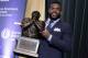 Courtney Love accepting the 2017 Wuerffel Trophy, given to CFB's top humanitarian.