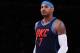 NEW YORK, NY - DECEMBER 16: Carmelo Anthony #7 of the Oklahoma City Thunder looks on during the game against the New York Knicks on December 16, 2017 at Madison Square Garden in New York City, New York. NOTE TO USER: User expressly acknowledges and agrees that, by downloading and or using this photograph, User is consenting to the terms and conditions of the Getty Images License Agreement. Mandatory Copyright Notice: Copyright 2017 NBAE (Photo by Nathaniel S. Butler/NBAE via Getty Images)