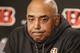 FILE - In this Sunday, Dec. 10, 2017, file photo, Cincinnati Bengals head coach Marvin Lewis speaks during a news conference following an NFL football game against the Chicago Bears in Cincinnati. The Bears piled up a season-high 482 yards against a defense missing starting cornerbacks Adam