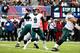 EAST RUTHERFORD, NJ - DECEMBER 17: Nick Foles #9 of the Philadelphia Eagles looks to throw a pass against the New York Giants during the first half in the game at MetLife Stadium on December 17, 2017 in East Rutherford, New Jersey. (Photo by Al Bello/Getty Images)