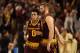 TEMPE, AZ - DECEMBER 17: Tra Holder #0 and Mickey Mitchell #3 of the Arizona State Sun Devils react after scoring against the Vanderbilt Commodores during the first half of the college basketball game at Wells Fargo Arena on December 17, 2017 in Tempe, Arizona. The Sun Devils defeated the Commodores 76-64. (Photo by Christian Petersen/Getty Images)