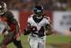 Atlanta Falcons running back Devonta Freeman (24) runs 32-yards for a touchdown against the Tampa Bay Buccaneers during the second half of an NFL football game Monday, Dec. 18, 2017, in Tampa, Fla. (AP Photo/Jason Behnken)