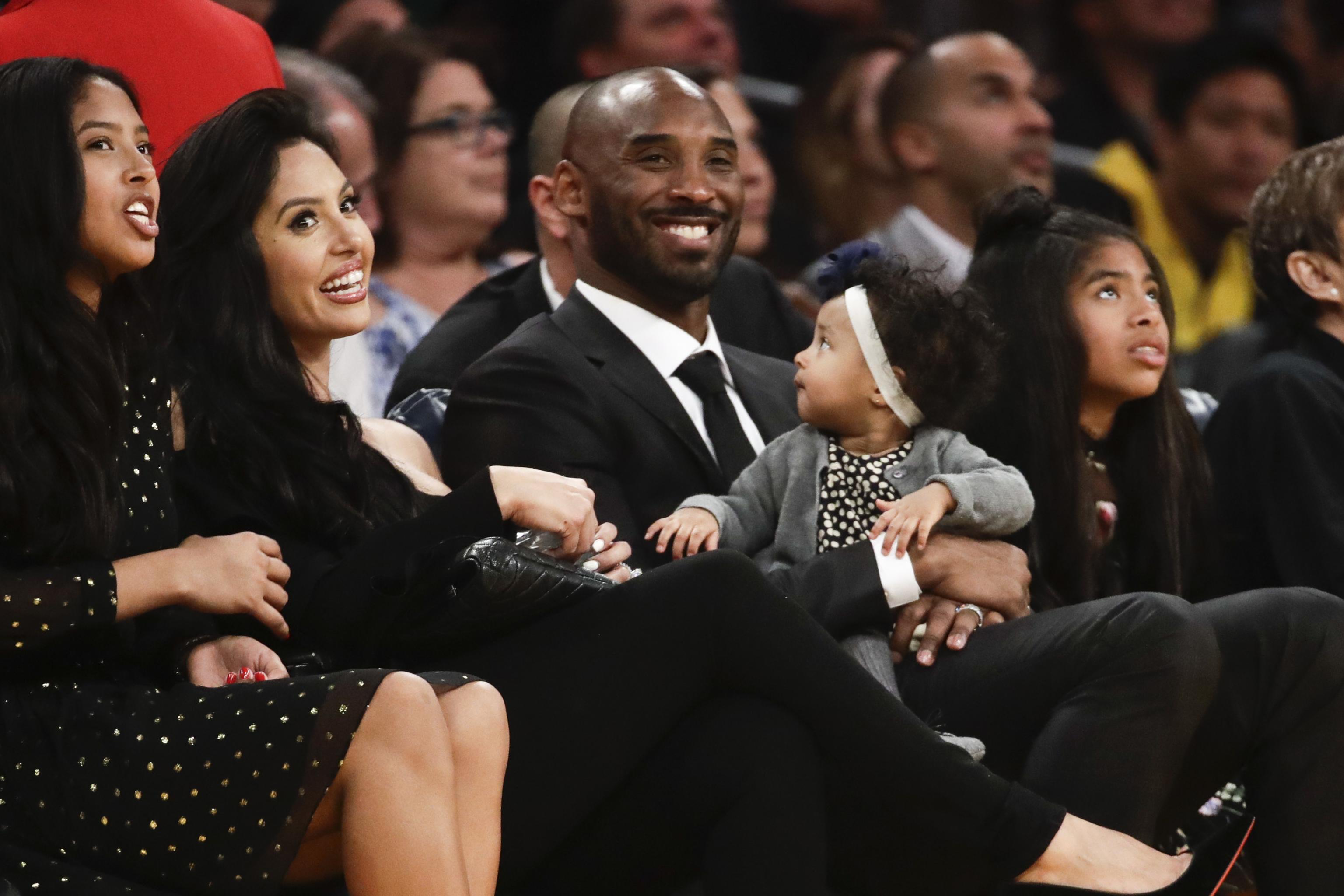 Watch: Kobe Bryant watches unveiling of retired jerseys, thanks fans