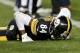 Pittsburgh Steelers wide receiver Antonio Brown (84) after he was injured after trying to make a catch against the New England Patriots, in an NFL football game, Sunday, Dec. 17, 2017, in Pittsburgh. (AP Photo/Keith Srakocic)