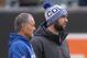 CINCINNATI, OH - OCTOBER 29: Head Coach Chuck Pagano and Adrew Luck #12 of the Indianapolis Colts share a moment before the game against the Cincinnati Bengals at Paul Brown Stadium on October 29, 2017 in Cincinnati, Ohio. The Bengals defeated the Colst 24-23. (Photo by John Grieshop/Getty Images)