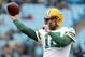 CHARLOTTE, NC - DECEMBER 17: Aaron Rodgers #12 of the Green Bay Packers warms up before their game against the Carolina Panthers at Bank of America Stadium on December 17, 2017 in Charlotte, North Carolina. (Photo by Streeter Lecka/Getty Images)