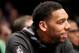 NEW YORK, NY - DECEMBER 14: Jahlil Okafor #4 of the Brooklyn Nets looks on from the bench in the first half against the New York Knicks at the Barclays Center on December 14, 2017 in the Brooklyn borough of New York City. NOTE TO USER: User expressly acknowledges and agrees that, by downloading and or using this Photograph, user is consenting to the terms and conditions of the Getty Images License Agreement. (Photo by Elsa/Getty Images)