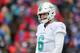 ORCHARD PARK, NY - DECEMBER 17: Jay Cutler #6 of the Miami Dolphins reacts during the first quarter against the Buffalo Bills on December 17, 2017 at New Era Field in Orchard Park, New York. (Photo by Tom Szczerbowski/Getty Images)