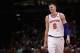 CHICAGO, IL - DECEMBER 09: Kristaps Porzingis #6 of the New York Knicks walks across the court in the second quarter against the Chicago Bulls at the United Center on December 9, 2017 in Chicago, Illinois. NOTE TO USER: User expressly acknowledges and agrees that, by downloading and or using this photograph, User is consenting to the terms and conditions of the Getty Images License Agreement. (Photo by Dylan Buell/Getty Images)