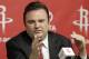 FILE- In this April 19, 2011, file photo, Houston Rockets general manager Daryl Morey discusses the direction of the team with the media during a basketball news conference in Houston, after the decision to part ways with head coach Rick Adelman. (AP Photo/Pat Sullivan, File)