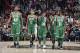 CLEVELAND, OH - OCTOBER 17: Al Horford #42, Jayson Tatum #0, Marcus Smart #36, Jaylen Brown #7 and Kyrie Irving #11 of the Boston Celtics during the game against the Cleveland Cavaliers on October 17, 2017 at Quicken Loans Arena in Cleveland, Ohio. NOTE TO USER: User expressly acknowledges and agrees that, by downloading and or using this Photograph, user is consenting to the terms and conditions of the Getty Images License Agreement. Mandatory Copyright Notice: Copyright 2017 NBAE (Photo by David Liam Kyle/NBAE via Getty Images)
