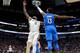 NEW ORLEANS, LA - NOVEMBER 20: DeMarcus Cousins #0 of the New Orleans Pelicans shoots against Paul George #13 of the Oklahoma City Thunder during the first half at the Smoothie King Center on November 20, 2017 in New Orleans, Louisiana. NOTE TO USER: User expressly acknowledges and agrees that, by downloading and or using this photograph, User is consenting to the terms and conditions of the Getty Images License Agreement. (Photo by Sean Gardner/Getty Images)