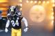 Pittsburgh Steelers wide receiver Antonio Brown (84) is introduced before the start of an NFL football game against the New England Patriots, Sunday, Dec. 17, 2017, in Pittsburgh. (AP Photo/Keith Srakocic)