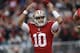 San Francisco 49ers quarterback Jimmy Garoppolo (10) celebrates during the second half of an NFL football game against the Jacksonville Jaguars in Santa Clara, Calif., Sunday, Dec. 24, 2017. (AP Photo/Marcio Jose Sanchez)