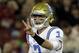 UCLA quarterback Josh Rosen signals during the first half of an NCAA college football game against Stanford on Saturday, Sept. 23, 2017, in Stanford, Calif. (AP Photo/Marcio Jose Sanchez)