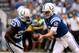 INDIANAPOLIS, IN - SEPTEMBER 11: Indianapolis Colts quarterback Andrew Luck #12 hands the ball off to Indianapolis Colts running back Frank Gore #23 during the first quarter of the game between the Indianapolis Colts and the Detroit Lions at Lucas Oil Stadium on September 11, 2016 in Indianapolis, Indiana. (Photo by Dylan Buell/Getty Images)