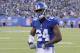 New York Giants' Eli Apple reacts after breaking up a pass during the first half of an NFL football game against the Seattle Seahawks, Sunday, Oct. 22, 2017, in East Rutherford, N.J. (AP Photo/Bill Kostroun)