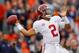 AUBURN, AL - NOVEMBER 25: Jalen Hurts #2 of the Alabama Crimson Tide throws a pass during the first quarter against the Auburn Tigers at Jordan Hare Stadium on November 25, 2017 in Auburn, Alabama. (Photo by Kevin C. Cox/Getty Images)