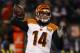 Cincinnati Bengals quarterback Andy Dalton (14) passes the ball during the first half of an NFL football game against the Baltimore Ravens in Baltimore, Sunday, Dec 31, 2017. (AP Photo/Patrick Semansky)