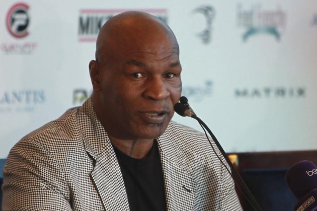 Former world heavyweight boxing champion Mike Tyson gives a press conference in Dubai in which he announced the opening of an academy named after him in the UAE, on May 4, 2017. 




 / AFP PHOTO / Stringer        (Photo credit should read STRINGER/AFP/Getty Images)