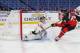 BUFFALO, NY - JANUARY 02: Brett Howden #21 of Canada scores past Philip Wüthrich #30 of Switzerland for team Canada's first goal during the first period of play in the Quarterfinal IIHF World Junior Championship game at the QeyBank Center on January 2, 2018 in Buffalo, New York. (Photo by Nicholas T. LoVerde/Getty Images)