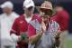 Alabama head coach Nick Saban walks through practice for the upcoming Sugar Bowl, which will be one of the CFP semi-final games, against Clemson, in New Orleans, Thursday, Dec. 28, 2017. (AP Photo/Gerald Herbert)