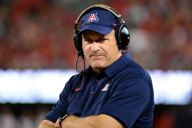 TUCSON, AZ - OCTOBER 28:  Head coach Rich Rodriguez of the Arizona Wildcats reacts during the game against the Washington State Cougars at Arizona Stadium on October 28, 2017 in Tucson, Arizona. The Arizona Wildcats won 58-37.  (Photo by Jennifer Stewart/Getty Images)