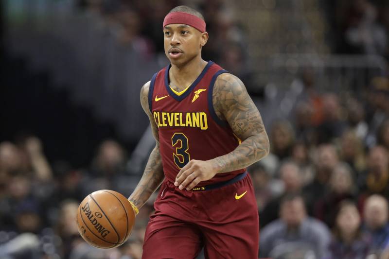 Cleveland Cavaliers' Isaiah Thomas drives in the second half of an NBA basketball game against the Portland Trail Blazers, Tuesday, Jan. 2, 2018, in Cleveland. (AP Photo/Tony Dejak)