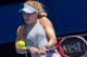 Eugenie Bouchard of Canada hits a return against Angelique Kerber of Germany during their seventh session women's singles match on day five of the Hopman Cup tennis tournament in Perth on January 3, 2018. / AFP PHOTO / TONY ASHBY / IMAGE RESTRICTED TO EDITORIAL USE - STRICTLY NO COMMERCIAL USE (Photo credit should read TONY ASHBY/AFP/Getty Images)