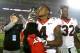 PASADENA, CA - JANUARY 01: Mecole Hardman #4 of the Georgia Bulldogs celebrates by kissing the trophy after the Georgia Bulldogs beat the Oklahoma Sooners in the 2018 College Football Playoff Semifinal Game at the Rose Bowl Game presented by Northwestern Mutual at the Rose Bowl on January 1, 2018 in Pasadena, California. (Photo by Jeff Gross/Getty Images)