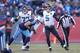 NASHVILLE, TN - DECEMBER 31: Blake Bortles #5 of the Jacksonville Jaguars throws a pass under pressure from Karl Klug #97 of the Tennessee Titans at Nissan Stadium on December 31, 2017 in Nashville, Tennessee. The Titans defeated the Jaguars 15-10. (Photo by Wesley Hitt/Getty Images)