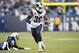 NASHVILLE, TN - DECEMBER 24: Todd Gurley II #30 of the Los Angeles Rams runs the ball during a game against the Tennessee Titans at Nissan Stadium on December 24, 2017 in Nashville, Tennessee. The Rams defeated the Titans 27-23. (Photo by Wesley Hitt/Getty Images)