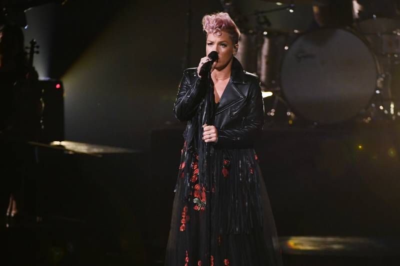 LOS ANGELES, CA - NOVEMBER 19: Pink performs onstage during the 2017 American Music Awards at Microsoft Theater on November 19, 2017 in Los Angeles, California. (Photo by Kevin Winter/Getty Images)
