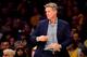 LOS ANGELES, CA - DECEMBER 18: Head coach Steve Kerr of the Golden State Warriors wants a travel called in the first quarter against the Los Angeles Lakers at Staples Center on December 18, 2017 in Los Angeles, California. NOTE TO USER: User expressly acknowledges and agrees that, by downloading and or using this photograph, User is consenting to the terms and conditions of the Getty Images License Agreement. (Photo by Harry How/Getty Images)