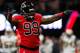 ATLANTA, GA - DECEMBER 07: Adrian Clayborn #99 of the Atlanta Falcons reacts after sacking Drew Brees #9 of the New Orleans Saints at Mercedes-Benz Stadium on December 7, 2017 in Atlanta, Georgia. (Photo by Kevin C. Cox/Getty Images)