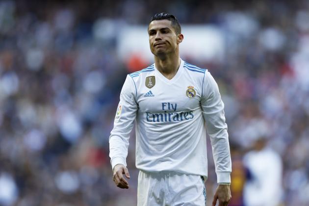 Real Madrid's Cristiano Ronaldo reacts during the Spanish La Liga soccer match between Real Madrid and Barcelona at the Santiago Bernabeu stadium in Madrid, Spain, Saturday, Dec. 23, 2017. (AP Photo/Francisco Seco)